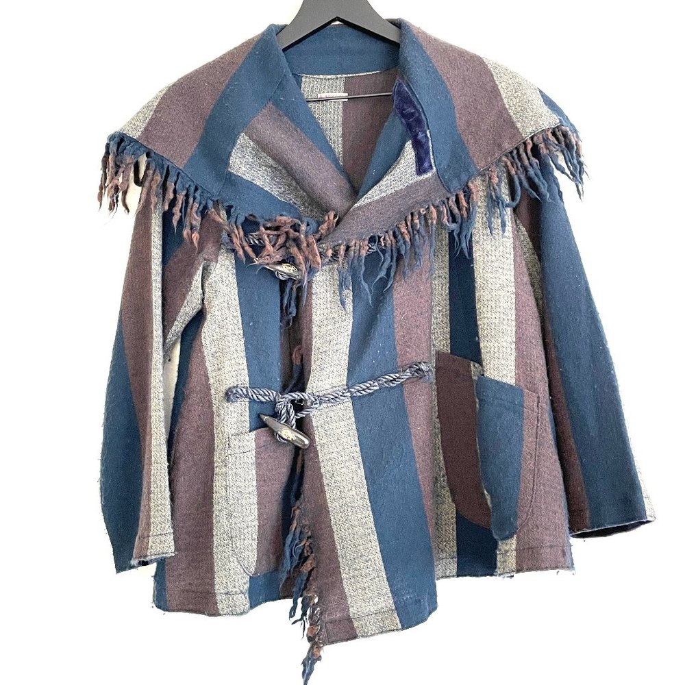Kapital Wool Fringe Jacket with ivory buttons